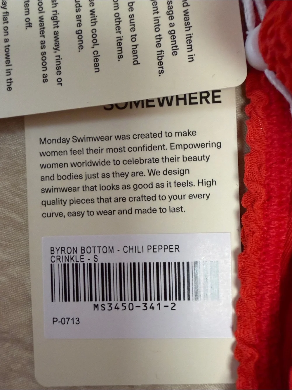 MONDAY SWIMWEAR BYRON BOTTOM CHILI PEPPER CRINKLE - S